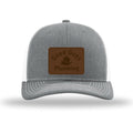 Trucker Cap with Leather Patch — Heather Grey/White, front