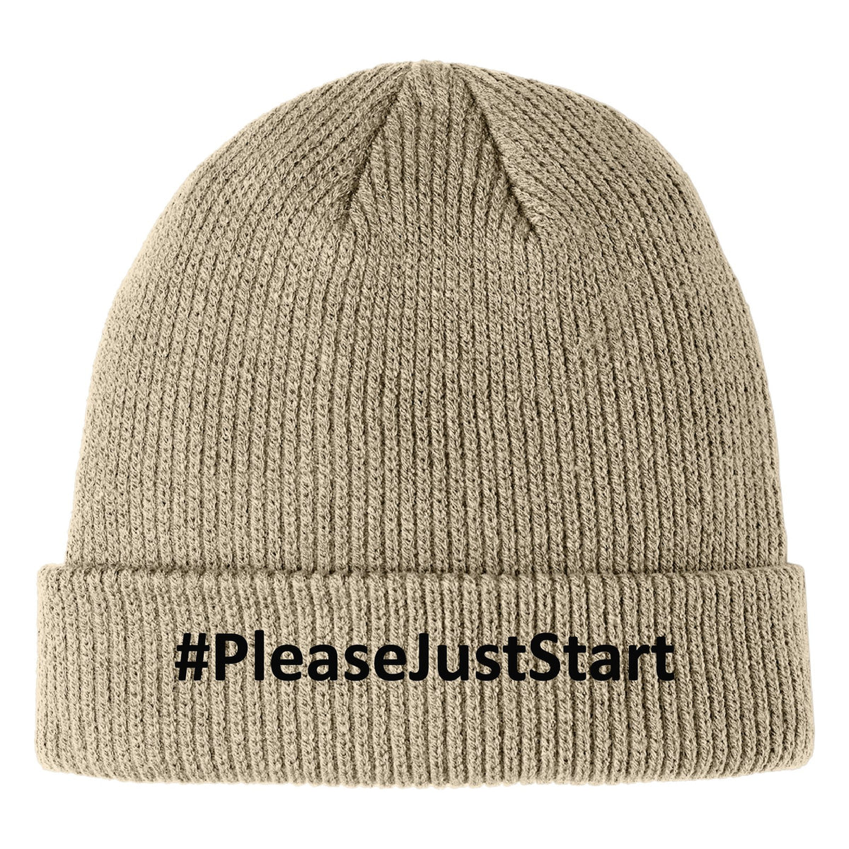 #PleaseJustStart Beanie - Tan