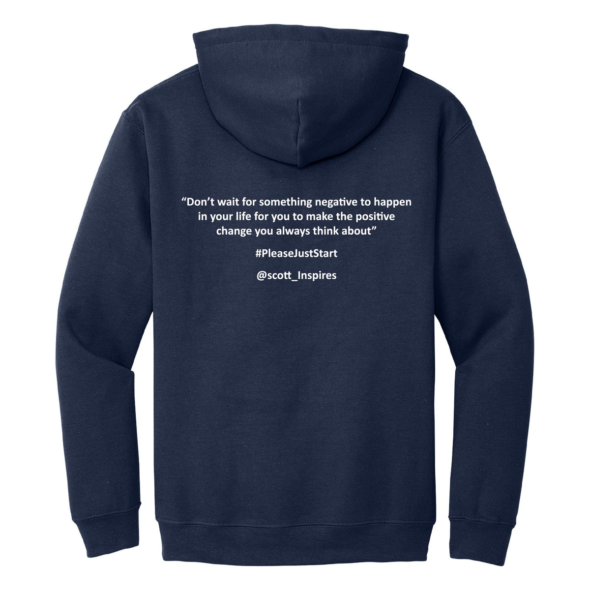 #PleaseJustStart Hoodie - Navy (back)