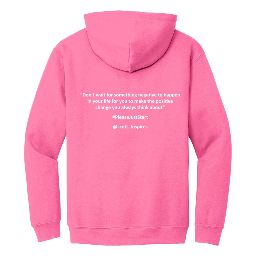 #PleaseJustStart Hoodie - Pink (back)