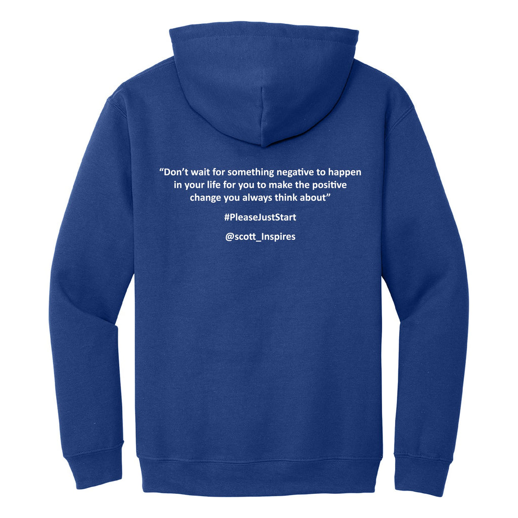 #PleaseJustStart Hoodie - Royal Blue (back)