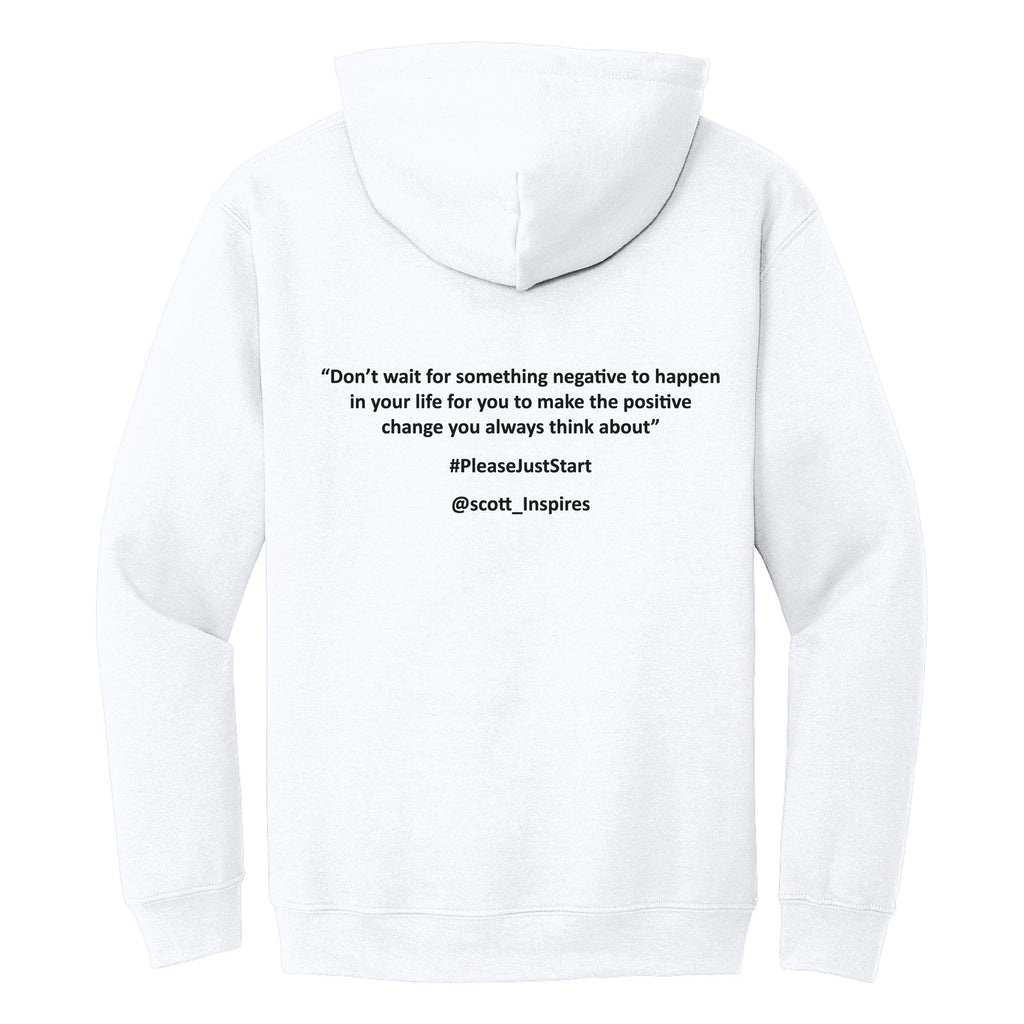 #PleaseJustStart Hoodie - White (back)