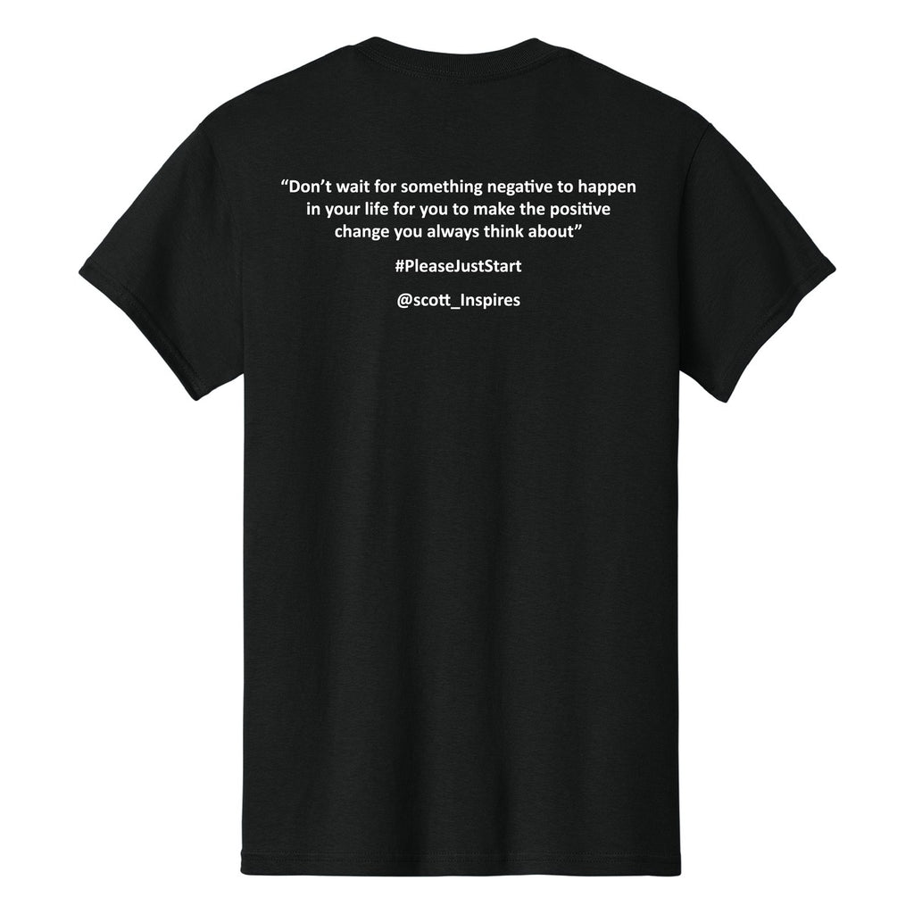 #PleaseJustStart T-Shirt - Black (back)