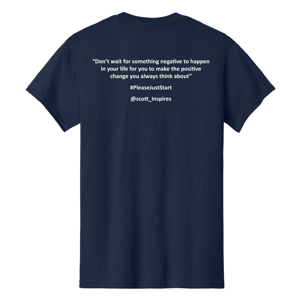 #PleaseJustStart T-Shirt - Navy (back)