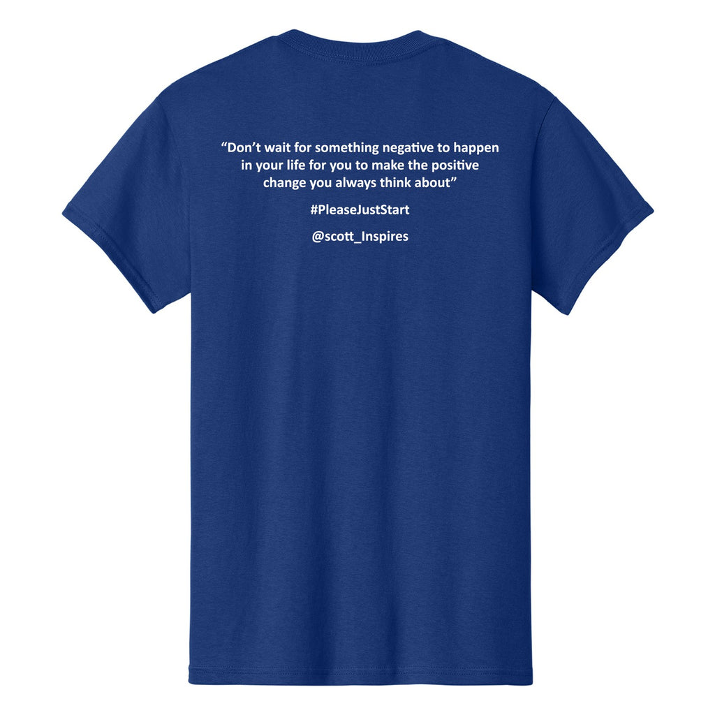 #PleaseJustStart T-Shirt - Royal Blue (back)