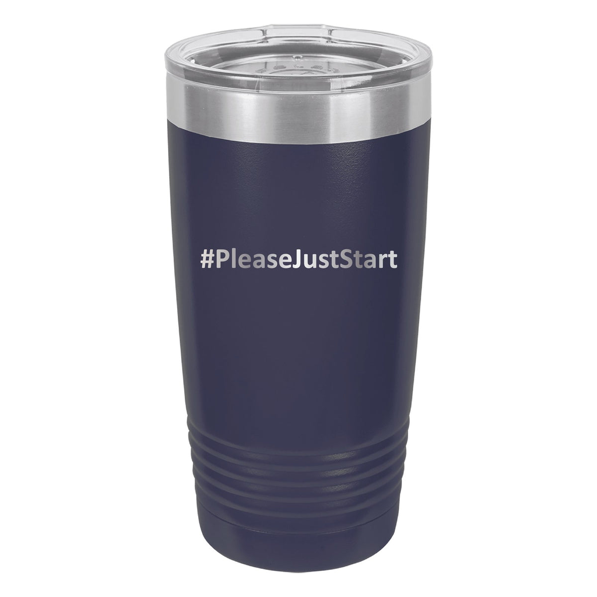 #PleaseJustStart 20 oz Tumbler - Navy