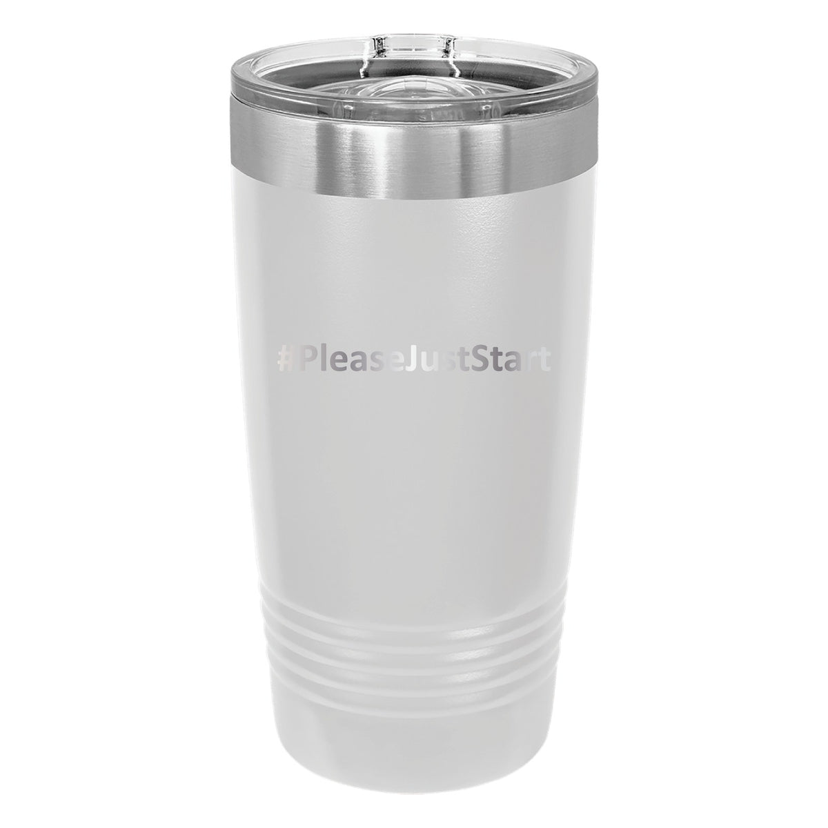 #PleaseJustStart 20 oz Tumbler - White